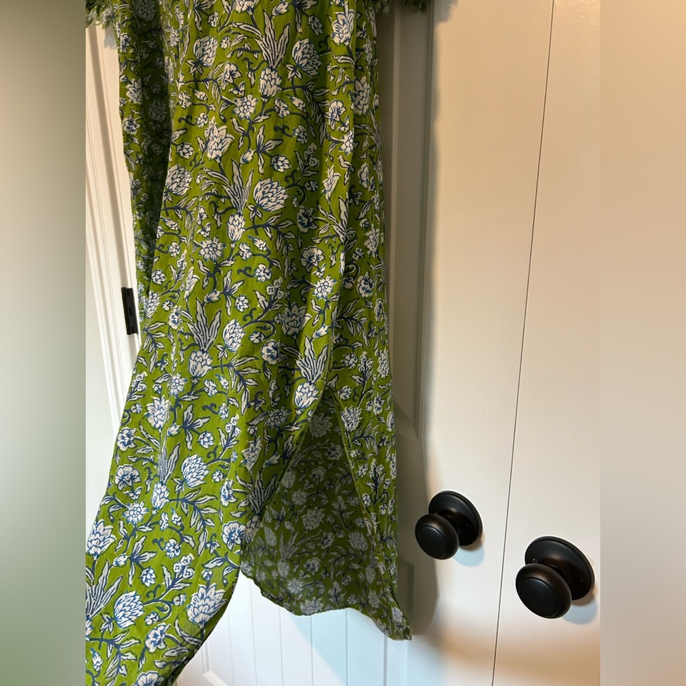At Last Cotton Annabel Floral Green Blue Maxi Dress UK 24 (US XXL) - Picture 9 of 9